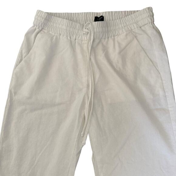 J. Crew Linen Blend Retreat Old Money Beachcore Pull On Relaxed White Ankle Pant - Picture 4 of 10